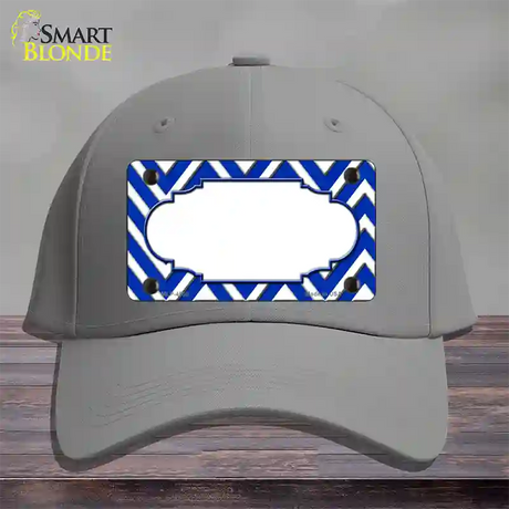 Blue White Large Chevron Center Scallop Novelty License Plate Hat Cotton / Gray