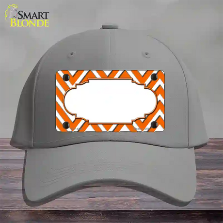 Orange White Large Chevron Center Scallop Novelty License Plate Hat Cotton / Gray