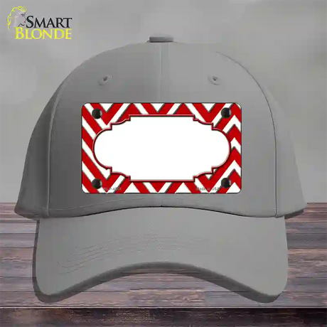 Red White Large Chevron Center Scallop Novelty License Plate Hat Cotton / Gray