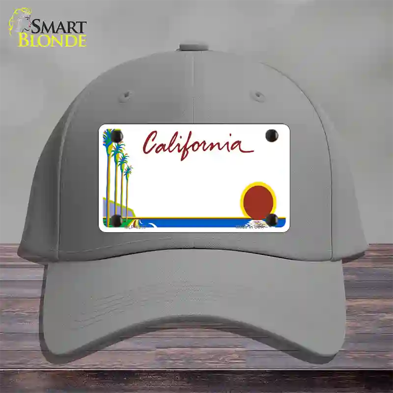 California Palm Trees State Blank Novelty License Plate Hat Cotton / Gray