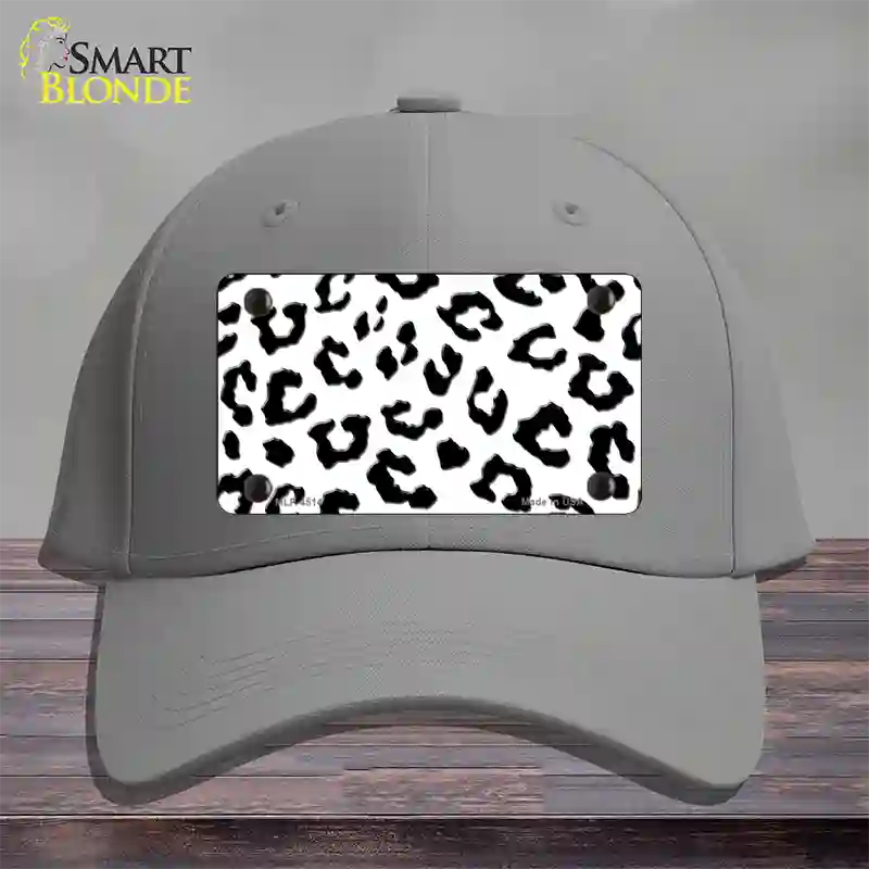 White Black Cheetah Novelty License Plate Hat Cotton / Gray