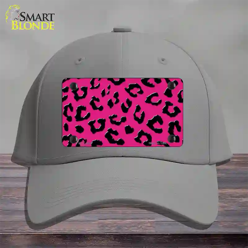 Pink Black Cheetah Novelty License Plate Hat Cotton / Gray