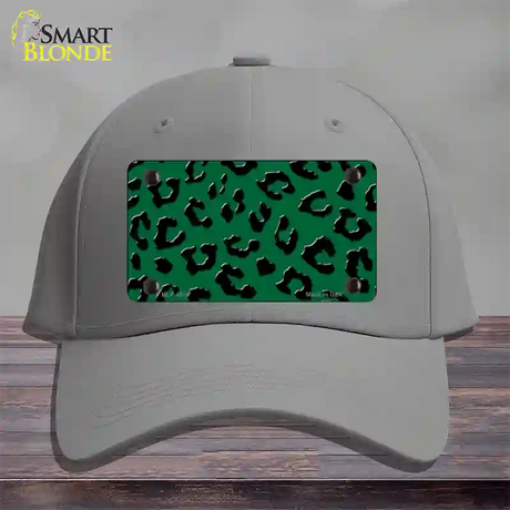 Green Black Cheetah Novelty License Plate Hat Cotton / Gray