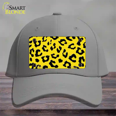 Yellow Black Cheetah Novelty License Plate Hat Cotton / Gray