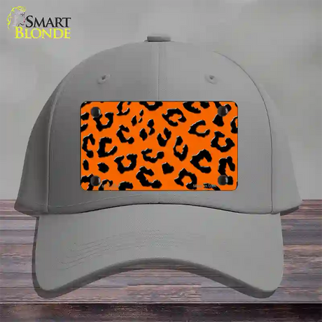 Orange Black Cheetah Novelty License Plate Hat Cotton / Gray