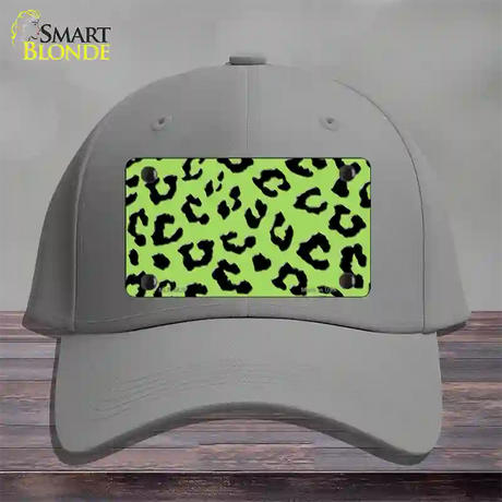 Lime Green Black Cheetah Novelty License Plate Hat Cotton / Gray