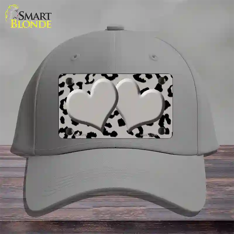 Grey Black Cheetah Gray Center Hearts Novelty License Plate Hat Cotton / Gray