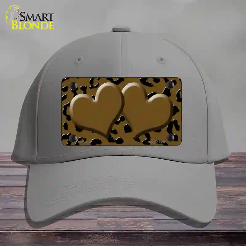 Brown Black Cheetah Brown Center Hearts Novelty License Plate Hat Cotton / Gray