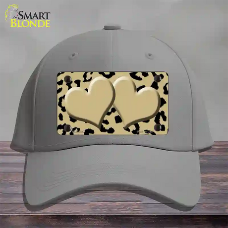 Gold Black Cheetah Gold Center Hearts Novelty License Plate Hat Cotton / Gray