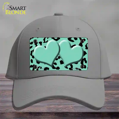 Mint Black Cheetah Mint Center Hearts Novelty License Plate Hat Cotton / Gray