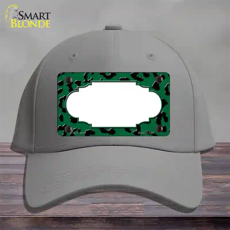 Green Black Cheetah Scallop Novelty License Plate Hat Cotton / Gray