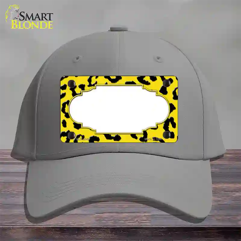 Yellow Black Cheetah Scallop Novelty License Plate Hat Cotton / Gray