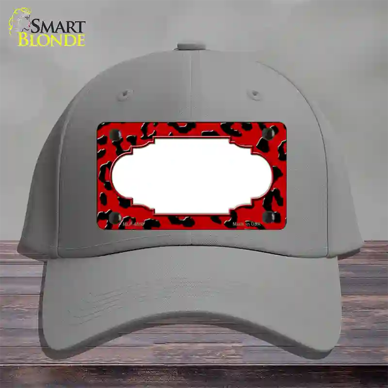 Red Black Cheetah Scallop Novelty License Plate Hat Cotton / Gray