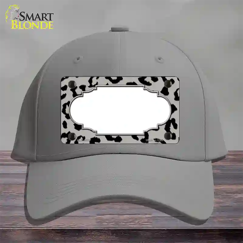 Grey Black Cheetah Scallop Novelty License Plate Hat Cotton / Gray