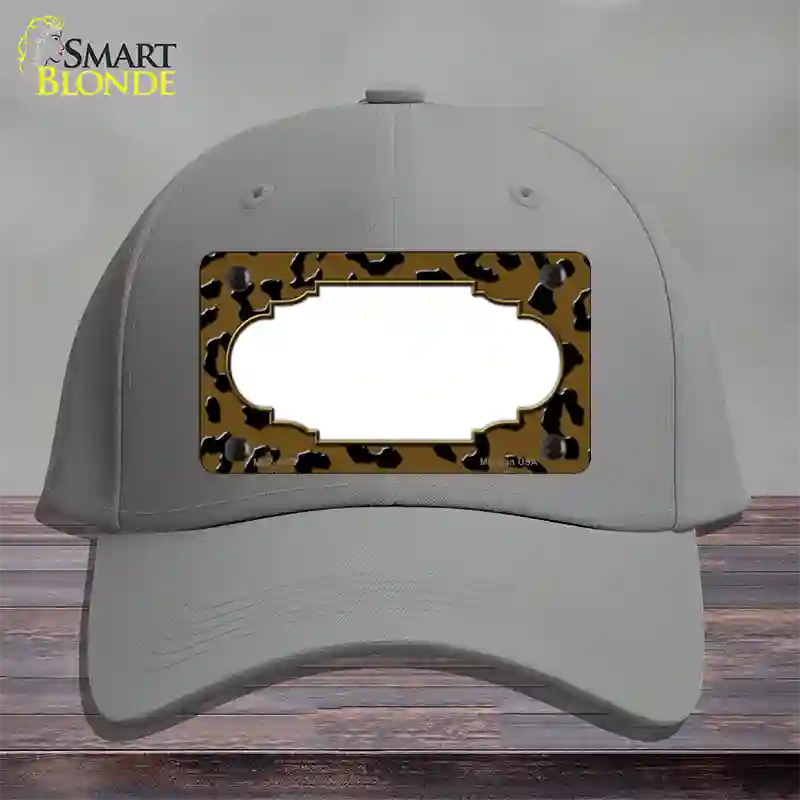 Brown Black Cheetah Scallop Novelty License Plate Hat Cotton / Gray