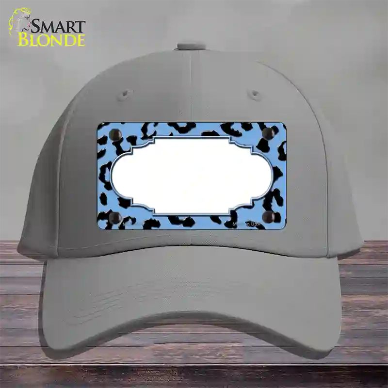 Light Blue Black Cheetah Scallop Novelty License Plate Hat Cotton / Gray