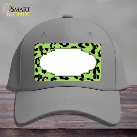 Lime Green Black Cheetah Scallop Novelty License Plate Hat Cotton / Gray