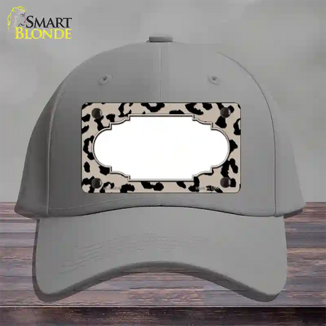 Tan Black Cheetah Scallop Novelty License Plate Hat Cotton / Gray