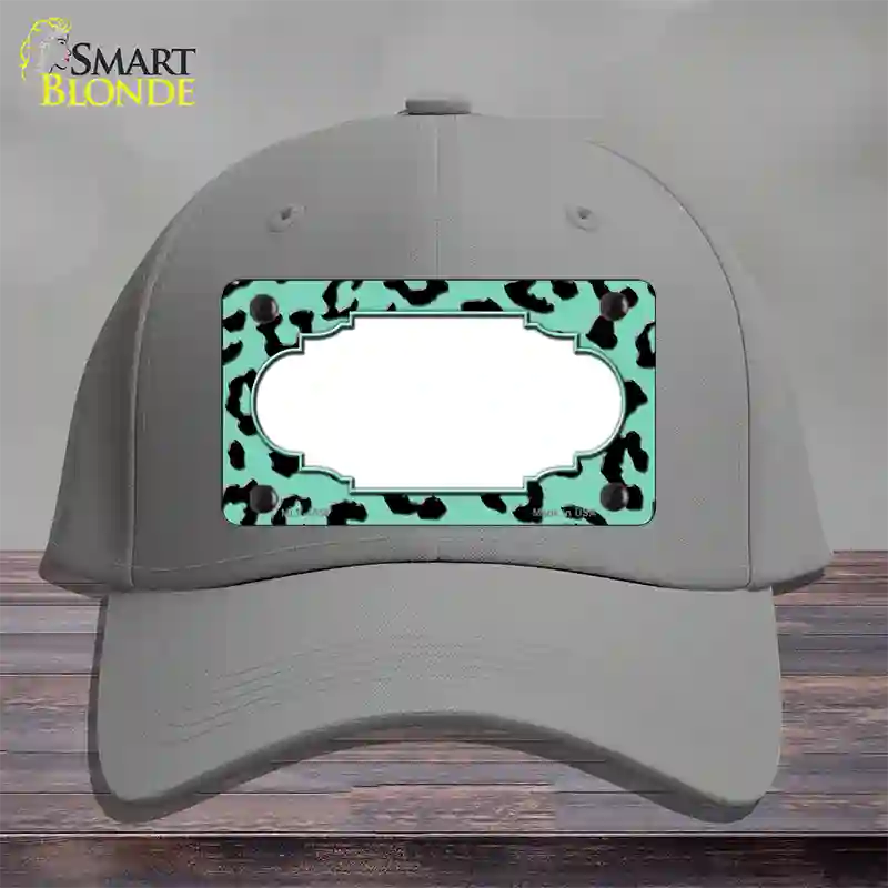 Mint Black Cheetah Scallop Novelty License Plate Hat Cotton / Gray