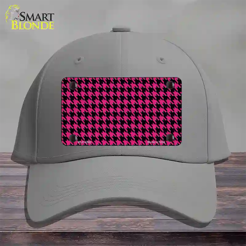 Pink Black Houndstooth Novelty License Plate Hat Cotton / Gray