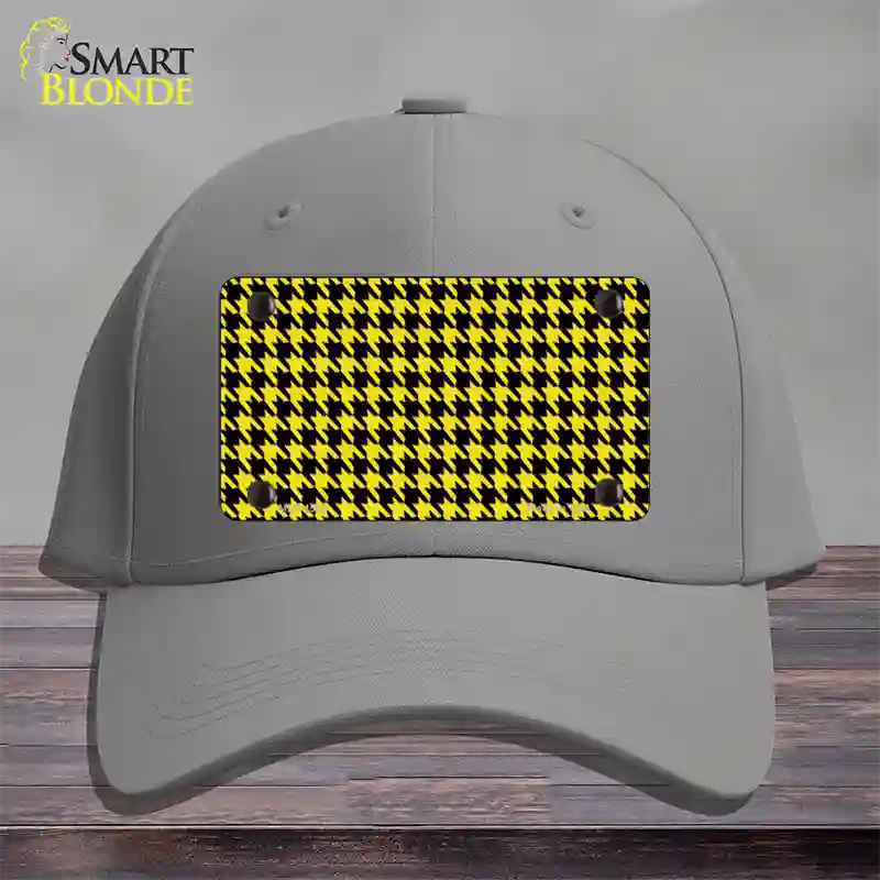 Yellow Black Houndstooth Novelty License Plate Hat Cotton / Gray