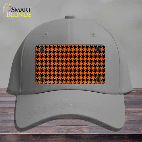 Orange Black Houndstooth Novelty License Plate Hat Cotton / Gray