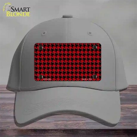 Red Black Houndstooth Novelty License Plate Hat Cotton / Gray