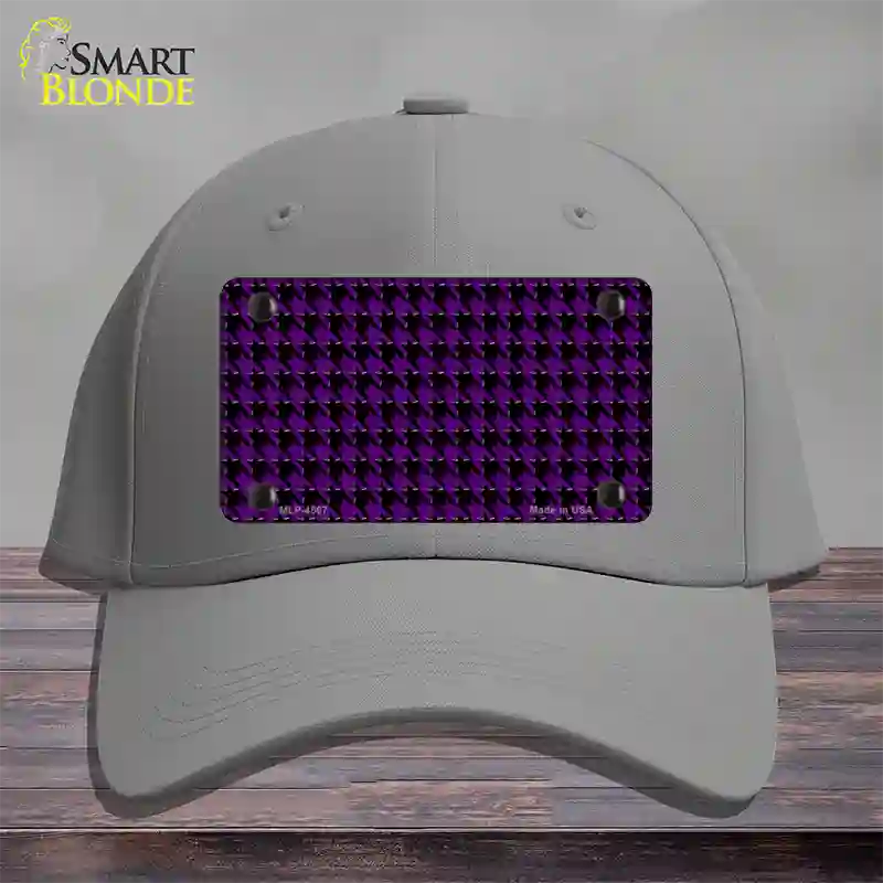 Purple Black Houndstooth Novelty License Plate Hat Cotton / Gray