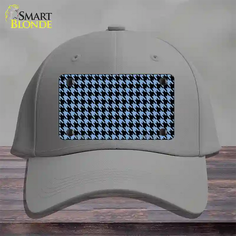 Light Blue Black Houndstooth Novelty License Plate Hat Cotton / Gray