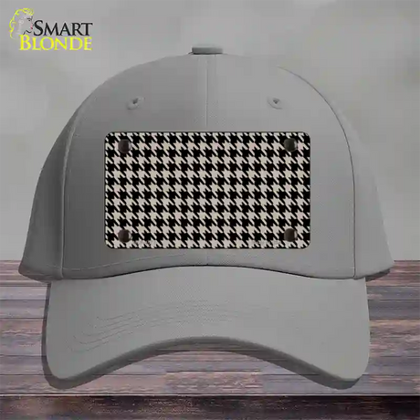 Tan Black Houndstooth Novelty License Plate Hat Cotton / Gray