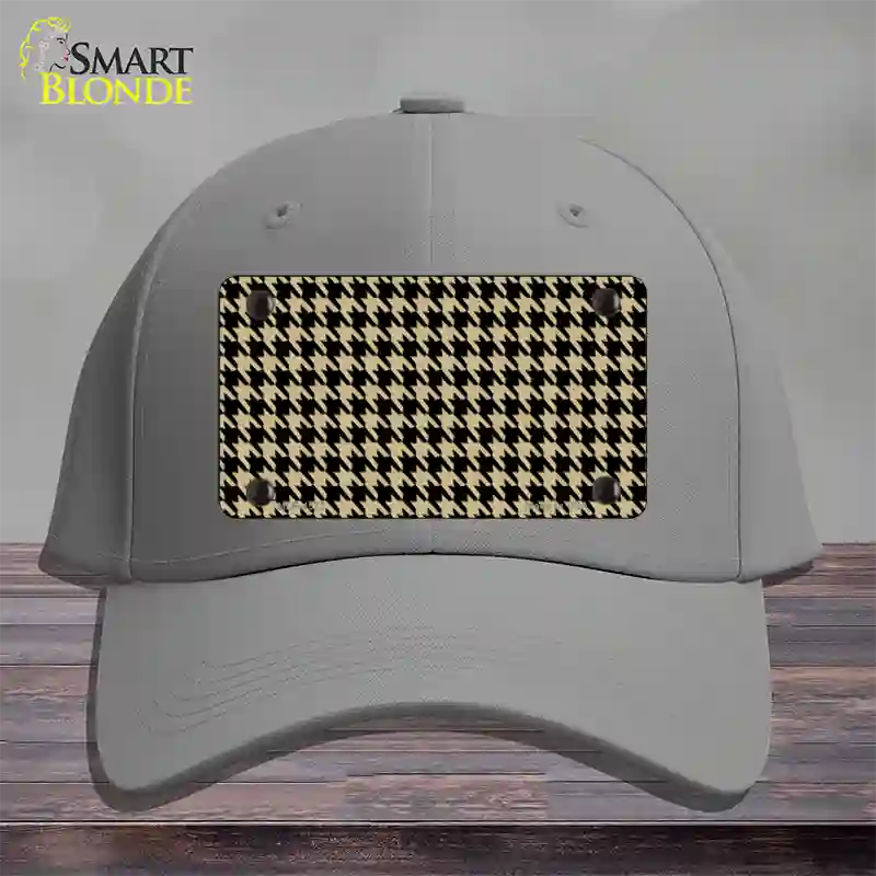 Gold Black Houndstooth Novelty License Plate Hat Cotton / Gray