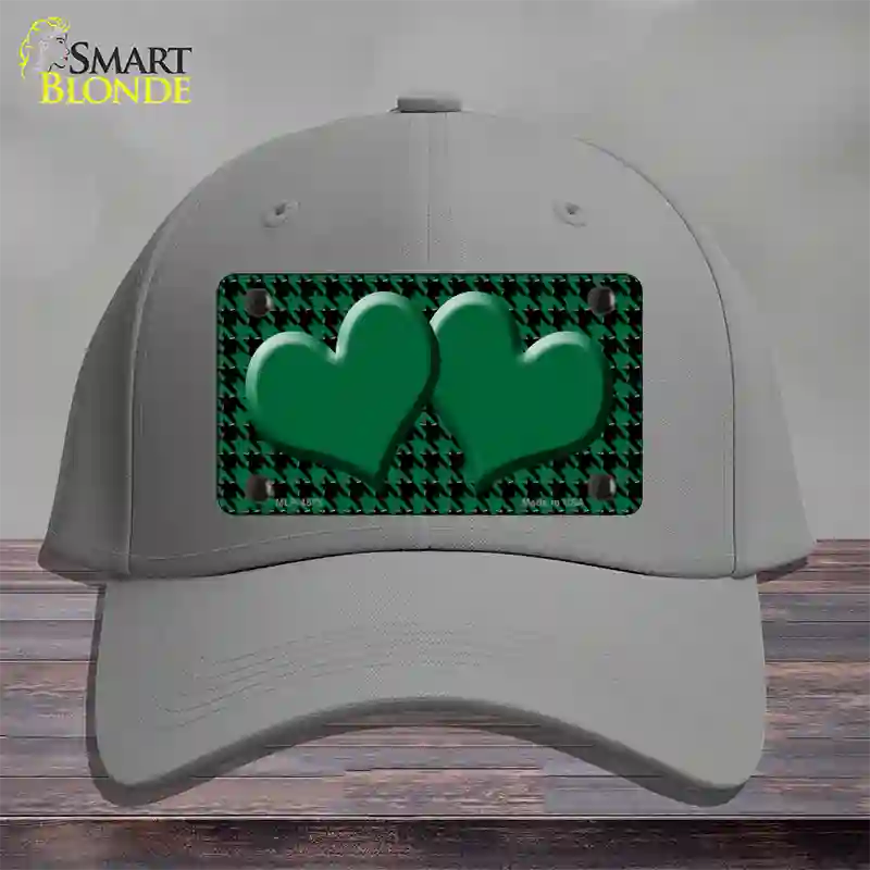 Green Black Houndstooth Green Center Hearts Novelty License Plate Hat Cotton / Gray