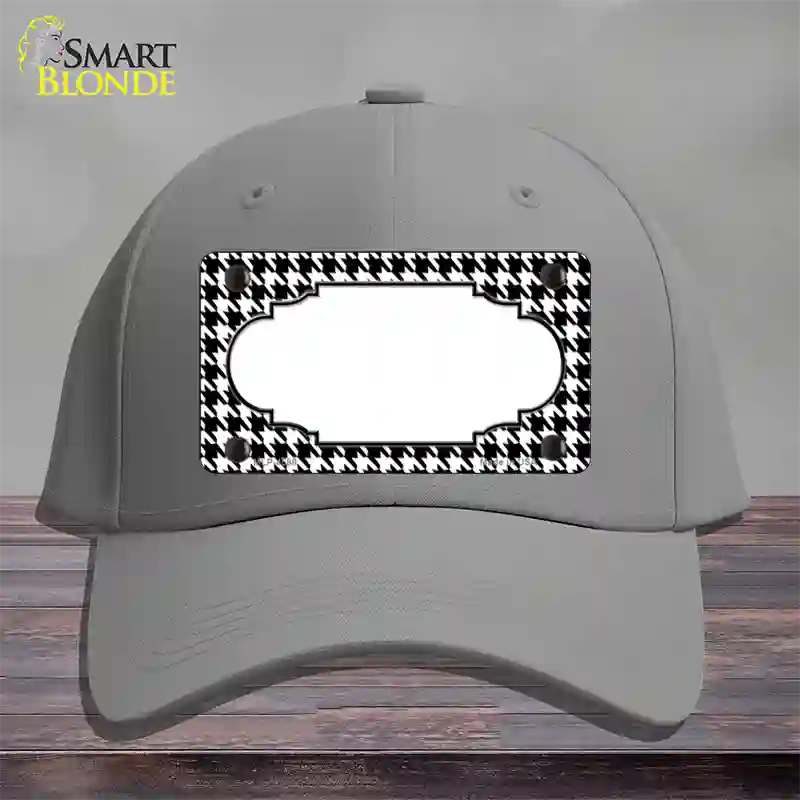 White Black Houndstooth Scallop Center Novelty License Plate Hat Cotton / Gray