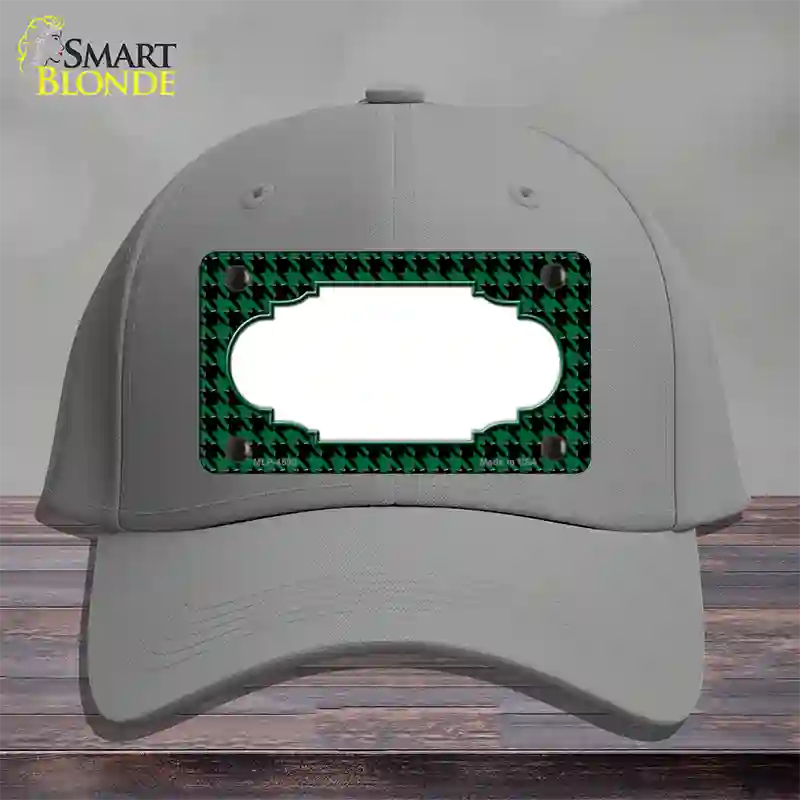 Green Black Houndstooth Scallop Center Novelty License Plate Hat Cotton / Gray