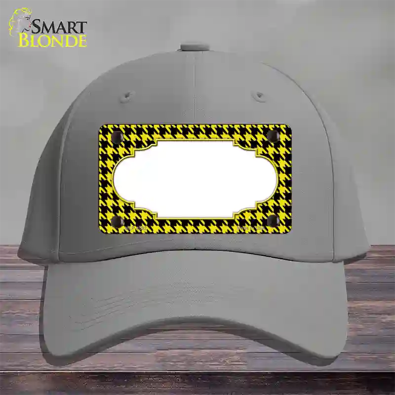 Yellow Black Houndstooth Scallop Center Novelty License Plate Hat Cotton / Gray