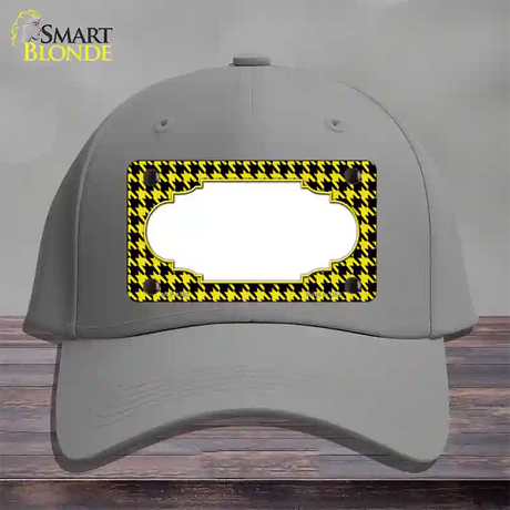 Yellow Black Houndstooth Scallop Center Novelty License Plate Hat Cotton / Gray