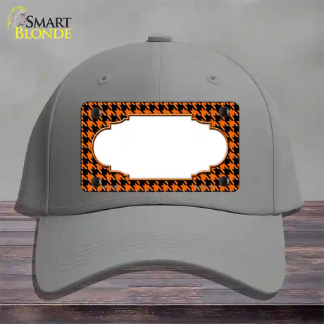 Orange Black Houndstooth Scallop Center Novelty License Plate Hat Cotton / Gray