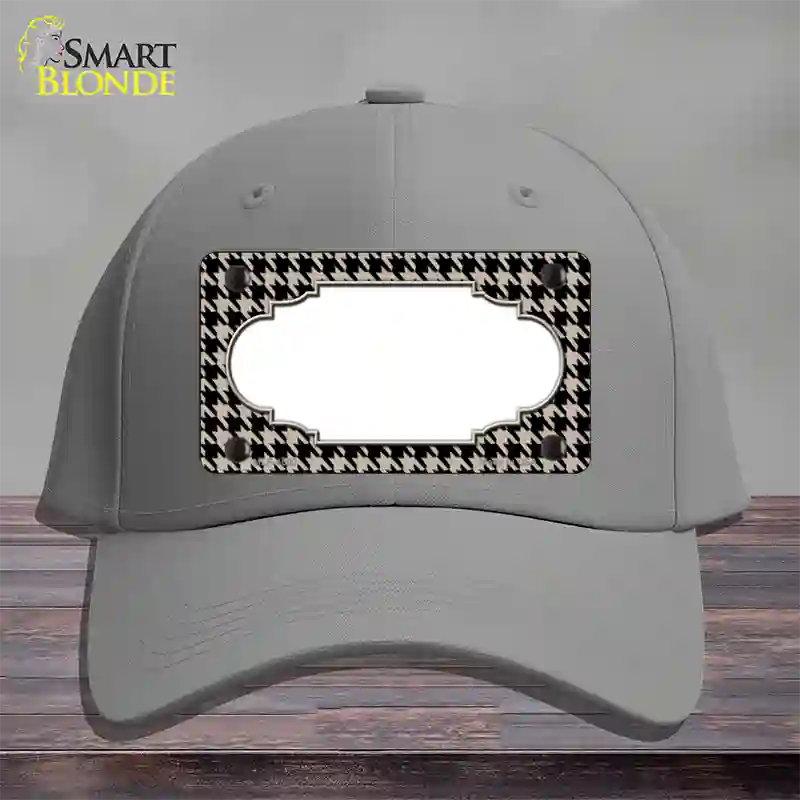 Tan Black Houndstooth Scallop Center Novelty License Plate Hat Cotton / Gray