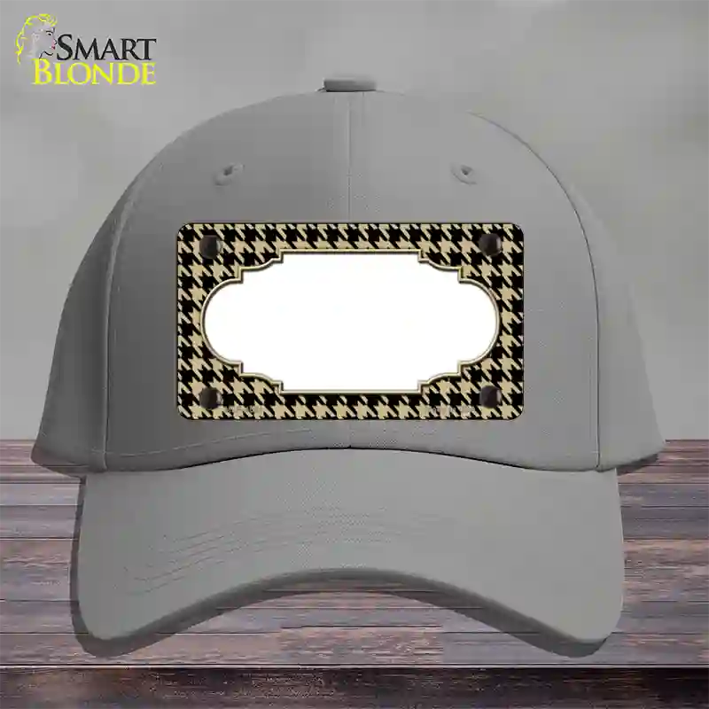 Gold Black Houndstooth Scallop Center Novelty License Plate Hat Cotton / Gray