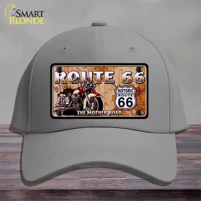 Route 66 Mother Road Motorcycle Novelty License Plate Hat Cotton / Gray