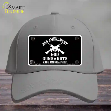 God, Guns, Guts Novelty License Plate Hat Cotton / Gray