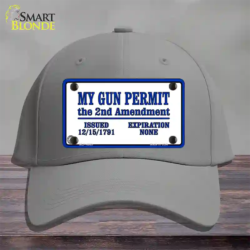 My Gun Permit Novelty License Plate Hat Cotton / Gray