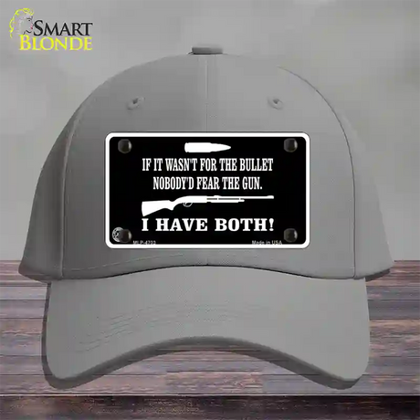 No Bullet No Gun Fear Novelty License Plate Hat Cotton / Gray