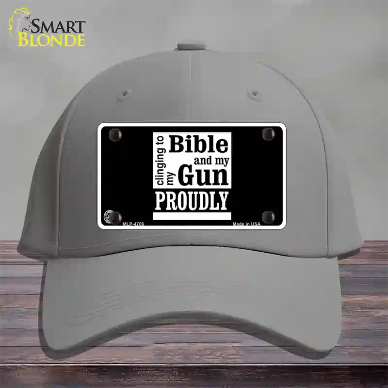 My Bible And My Gun Novelty License Plate Hat Cotton / Gray