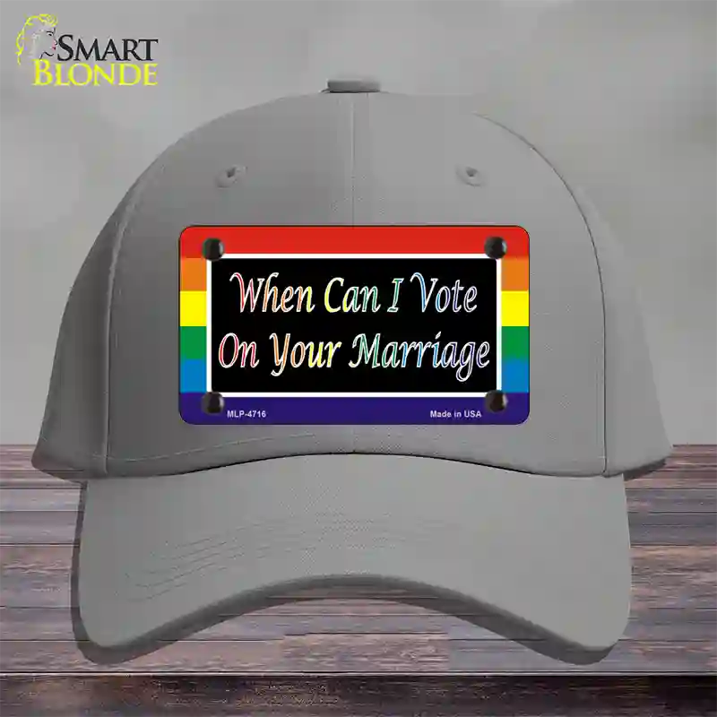 When Can I Vote Novelty License Plate Hat Cotton / Gray