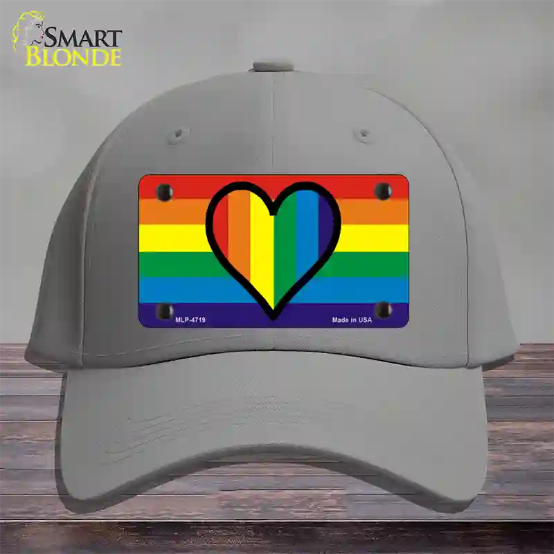 Rainbow Heart Novelty License Plate Hat Cotton / Gray