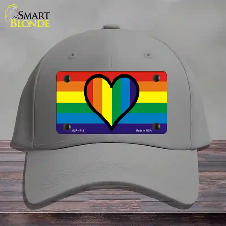 Rainbow Heart Novelty License Plate Hat Cotton / Gray