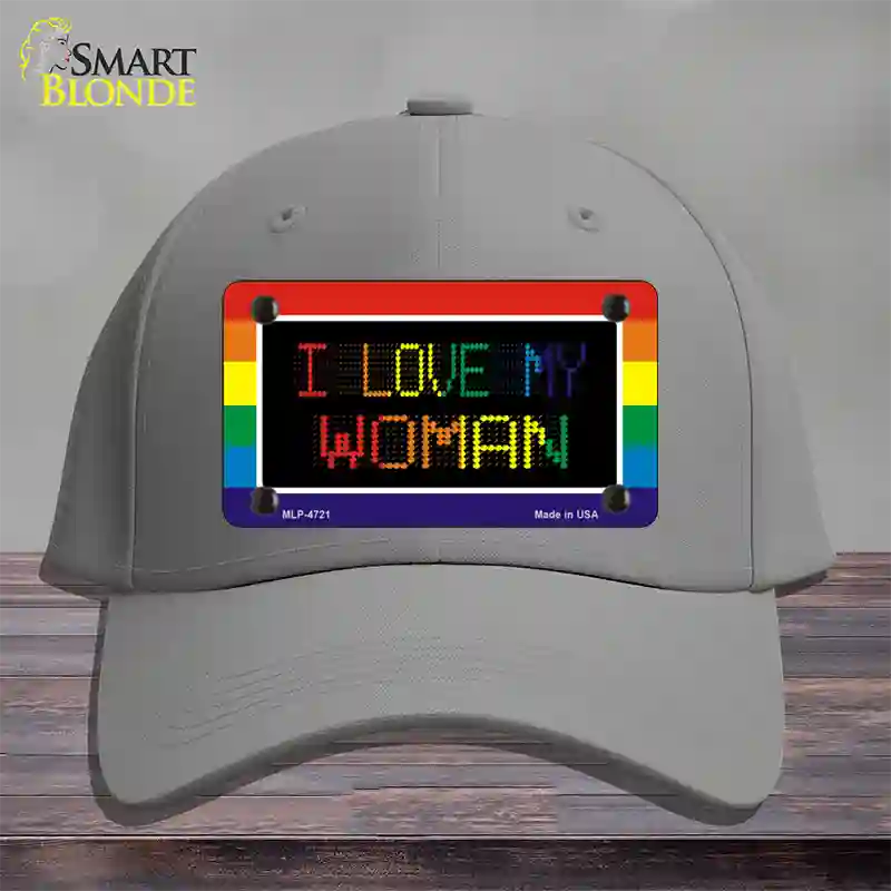 I Love My Woman Novelty License Plate Hat Cotton / Gray