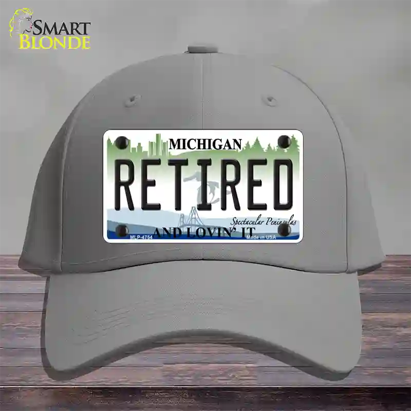 Retired Michigan State Novelty License Plate Hat Cotton / Gray