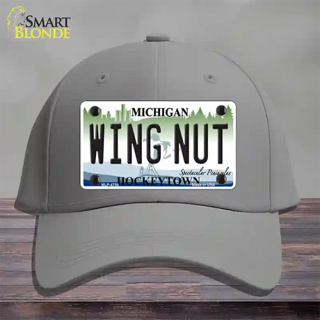 Wing Nut Michigan State Novelty License Plate Hat Cotton / Gray